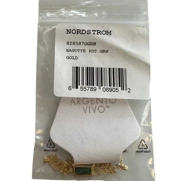 NEW Argento Vivo Green and Gold Necklace and Matching Bracelet Sterling Silver - Picture 4 of 5